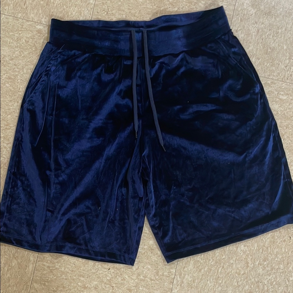 Blue Athletic Shorts with Elastic Waistband